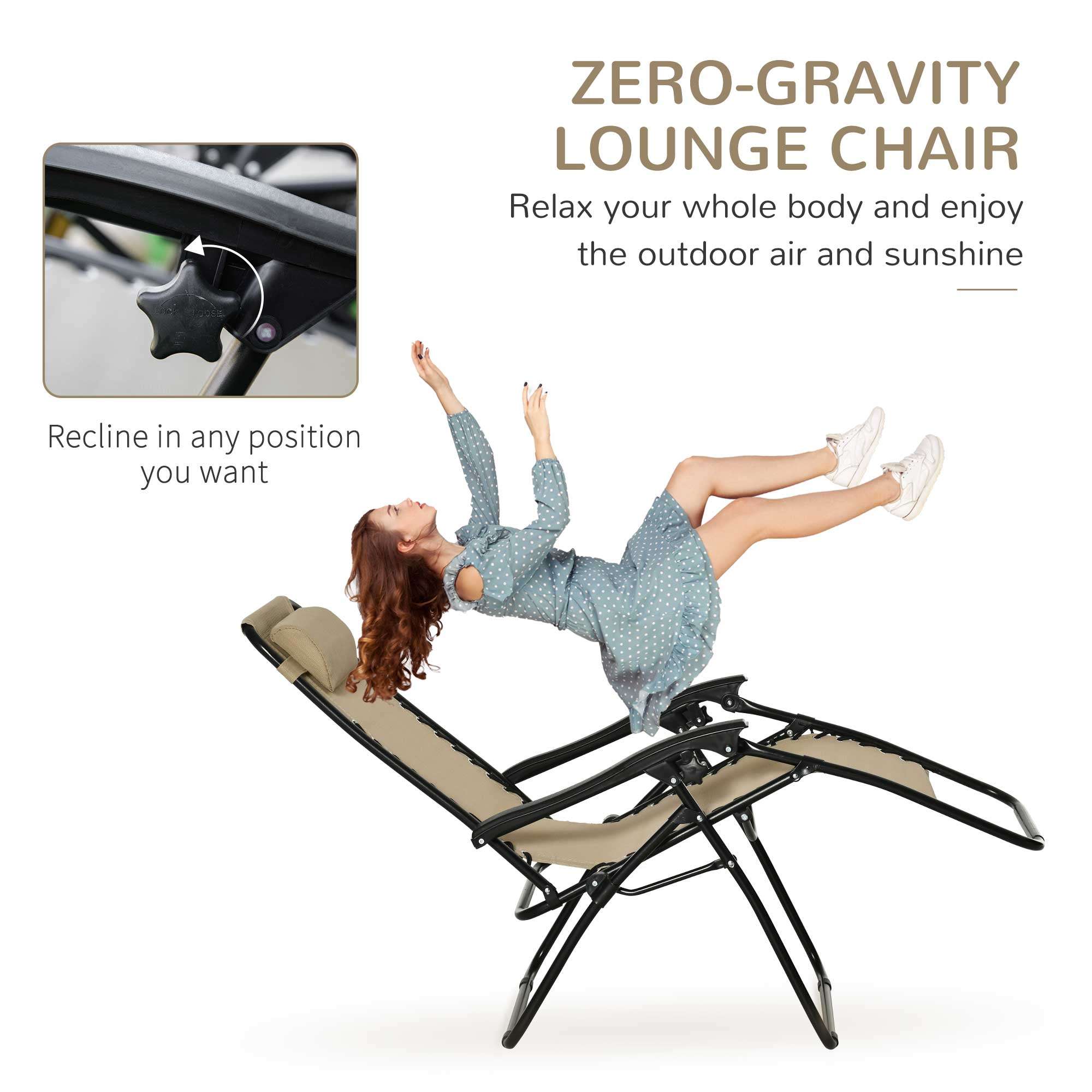 Outsunny 3pc Zero Gravity Chairs Sun Loungers Outsunny 3pc Zero Gravity Chairs Sun Loungers