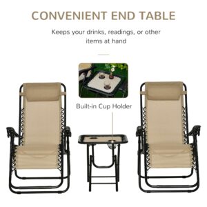 Outsunny 3pc Zero Gravity Chairs Sun Loungers Outsunny 3pc Zero Gravity Chairs Sun Loungers