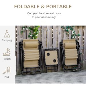 Outsunny 3pc Zero Gravity Chairs Sun Loungers Outsunny 3pc Zero Gravity Chairs Sun Loungers