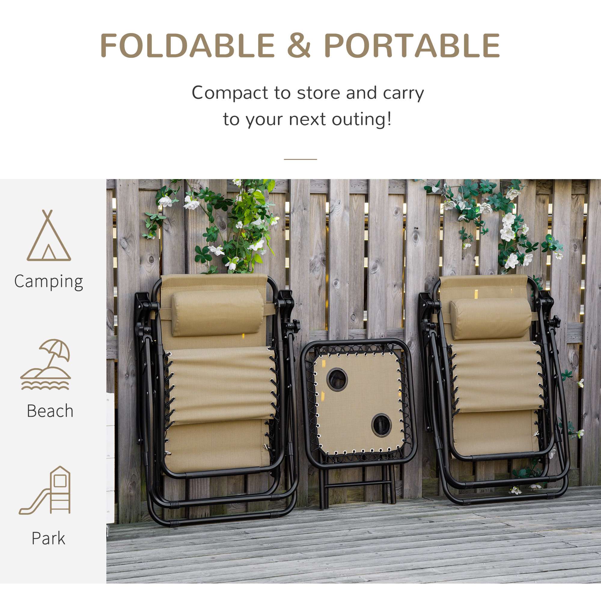 Outsunny 3pc Zero Gravity Chairs Sun Loungers Outsunny 3pc Zero Gravity Chairs Sun Loungers