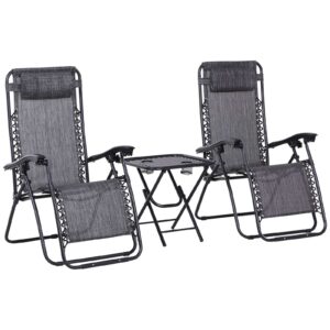 Outsunny 3pc Sun Lounger Table Set