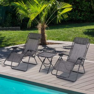 Outsunny 3pc Sun Lounger Table Set