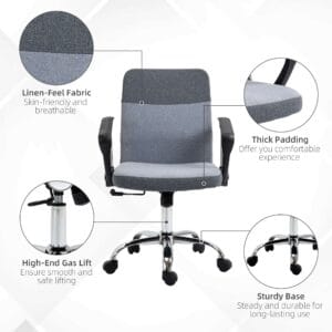 Vinsetto Office Swivel Chair Linen
