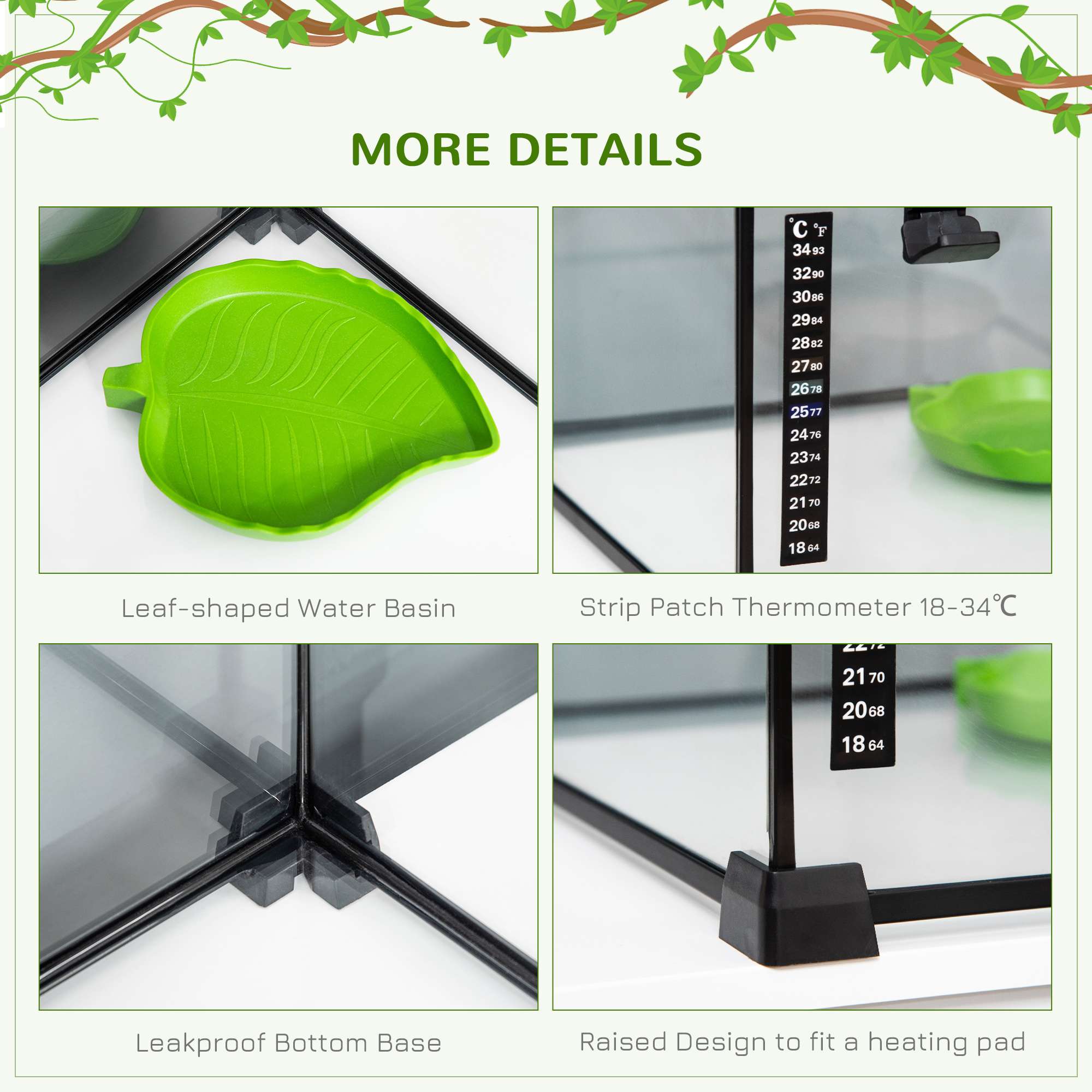 Pawhut Glass Reptile Terrarium Pawhut Glass Reptile Terrarium