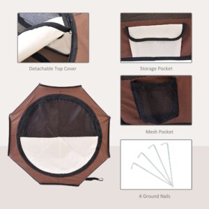 Pawhut Fabric Pet Pen Brown & Cream