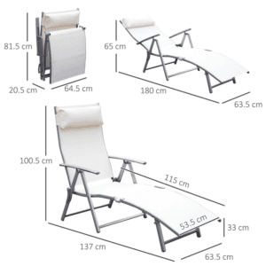 Outsunny Sun Lounger Recliner Foldable