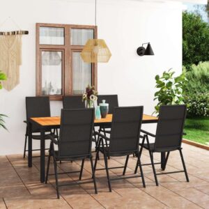 vidaXL 7pc Dining Set Black and Brown