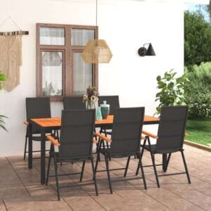 vidaXL 7pc Dining Set Black and Brown