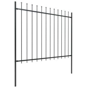 vidaXL Garden Fence w/ Spear Top Black