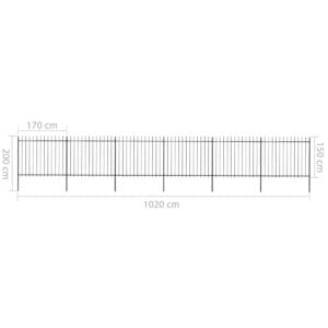 vidaXL Garden Fence w/ Spear Top Black