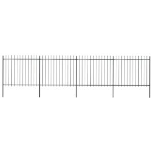 vidaXL Garden Fence w/ Spear Top Black