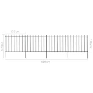 vidaXL Garden Fence w/ Spear Top Black