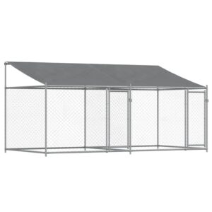 vidaXL Dog Cage w/ Roof & Doors