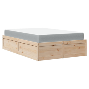vidaXL Bed w/ Mattress Solid Pine Wood
