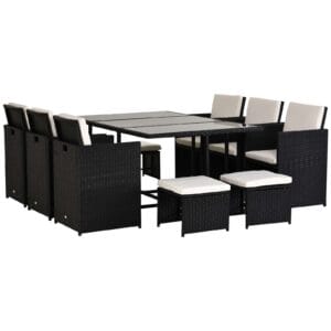 Outsunny Rattan Dining Set 11pc Black