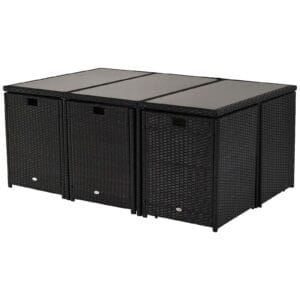 Outsunny Rattan Dining Set 11pc Black