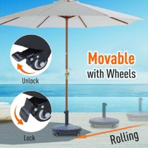 Outsunny Parasol Stand w/ Wheels