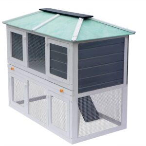 vidaXL Rabbit Hutch Double Floor Wood