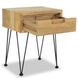 vidaXL 2pc Bedside Cabinets Solid Teak