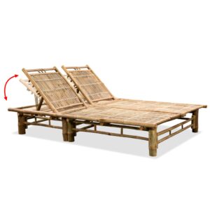 vidaXL 2-Person Sun Lounger Bamboo