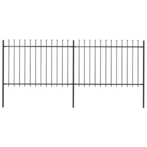 vidaXL Garden Fence w/ Spear Top Black