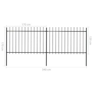 vidaXL Garden Fence w/ Spear Top Black