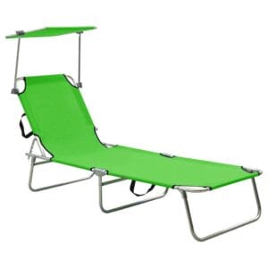 vidaXL Folding Sun Lounger w/ Canopy