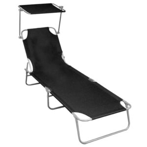vidaXL Folding Sun Lounger w/ Canopy