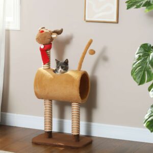 PawHut Cat Tree 98cm Deer Themed