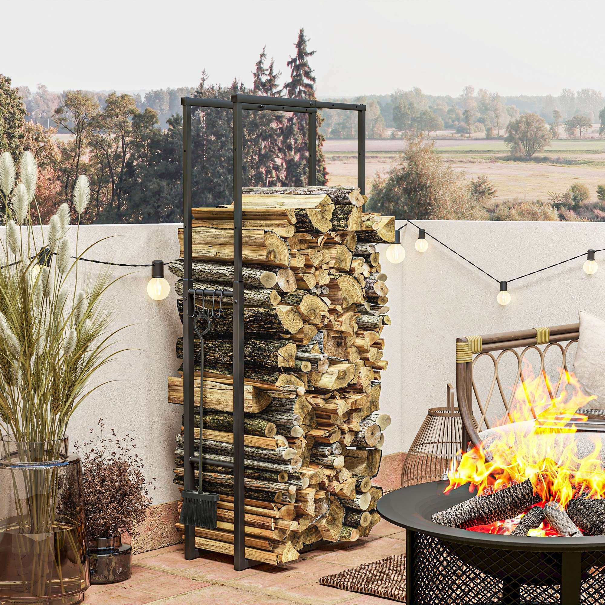 Outsunny Firewood Log Holder Metal Outsunny Firewood Log Holder Metal