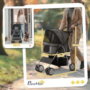 PawHut Dog Stroller Carrier Dark Grey
