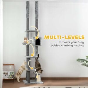PawHut Floor-to-Ceiling Cat Tree