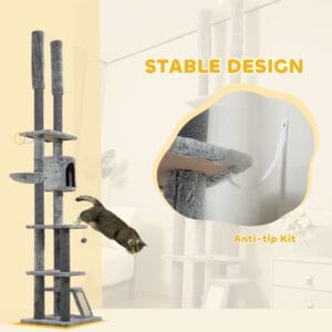 PawHut Floor-to-Ceiling Cat Tree