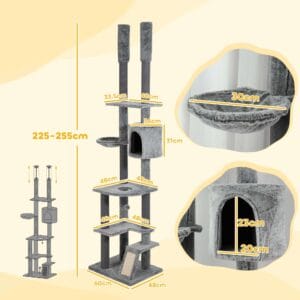 PawHut Floor-to-Ceiling Cat Tree
