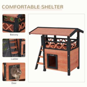 PawHut Outdoor Cat House Brown PawHut Outdoor Cat House Brown