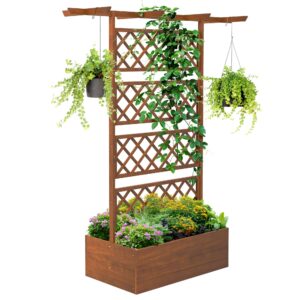 Outsunny Wooden Trellis Planter Orange