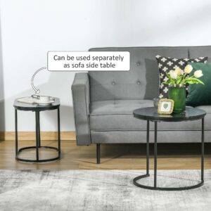 Homcom 2 pcs Modern Coffee Table Set Black