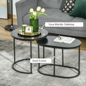 Homcom 2 pcs Modern Coffee Table Set Black