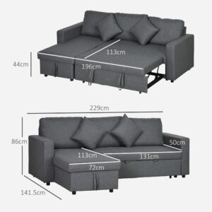 Homcom Corner Sofa Bed w/ Storage