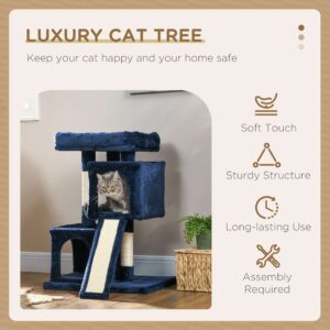 PawHut Cat Activity Tree Navy Blue