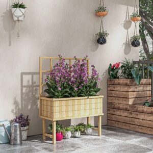 Outsunny Wood Planter w/ Trellis