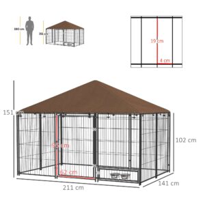 PawHut Dog House Kennel with Canopy Top