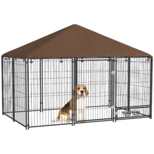 PawHut Dog House Kennel w/ Canopy Top