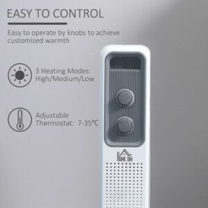 Homcom 1630W Oil Filled Radiator White