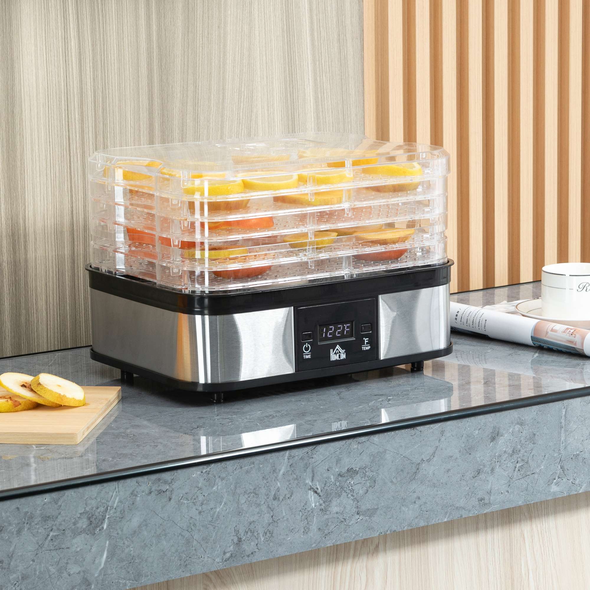 Homcom 5 Tier Food Dehydrator 245w Stainless Steel Homcom 5 Tier Food Dehydrator 245w Stainless Steel