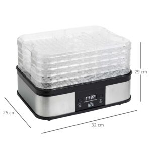 Homcom 5 Tier Food Dehydrator 245w Stainless Steel Homcom 5 Tier Food Dehydrator 245w Stainless Steel