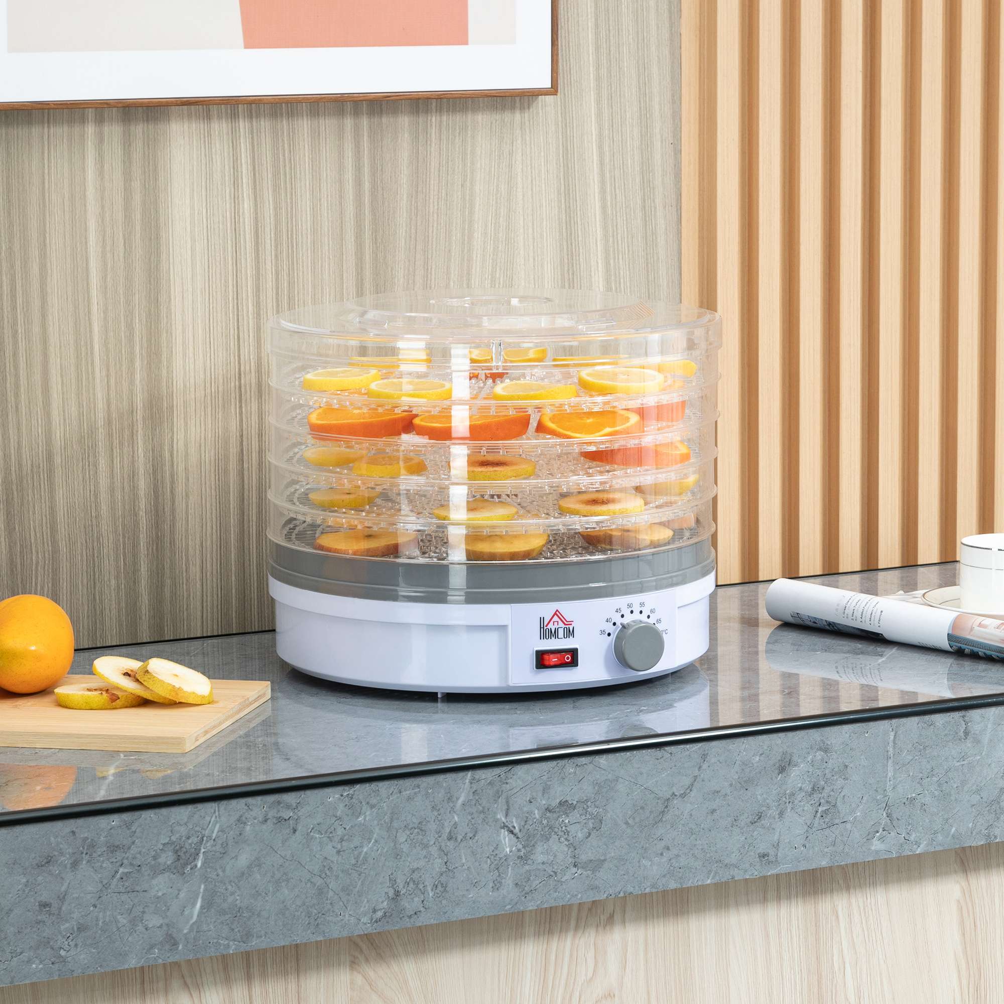 HOMCOM 5 Tier Food Dehydrator 245W Stainless Steel HOMCOM 5 Tier Food Dehydrator 245W Stainless Steel