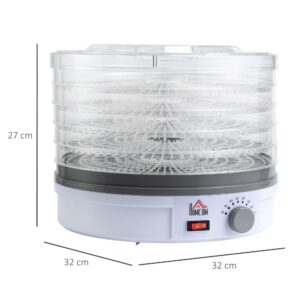 HOMCOM 5 Tier Food Dehydrator 245W Stainless Steel HOMCOM 5 Tier Food Dehydrator 245W Stainless Steel