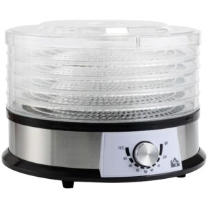 HOMCOM 5 Tier Food Dehydrator 250W Stainless Steel HOMCOM 5 Tier Food Dehydrator 250W Stainless Steel