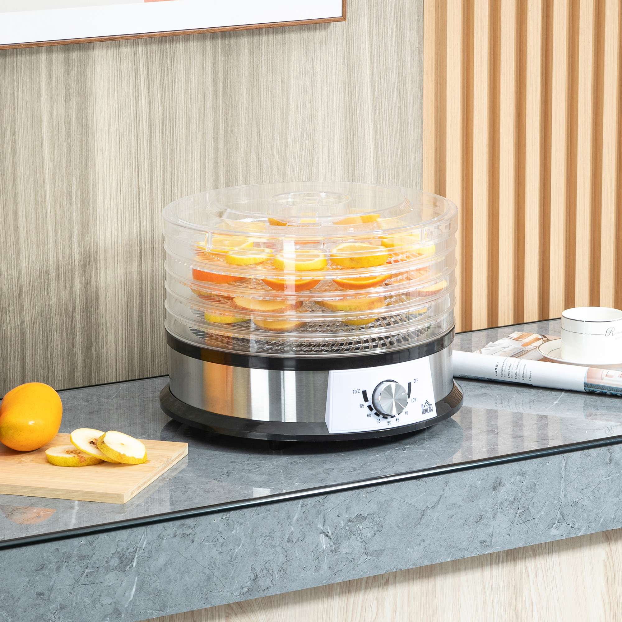 HOMCOM 5 Tier Food Dehydrator 250W Stainless Steel HOMCOM 5 Tier Food Dehydrator 250W Stainless Steel